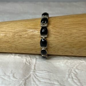 Vintage Taxco Sterling Silver Onyx Bracelet